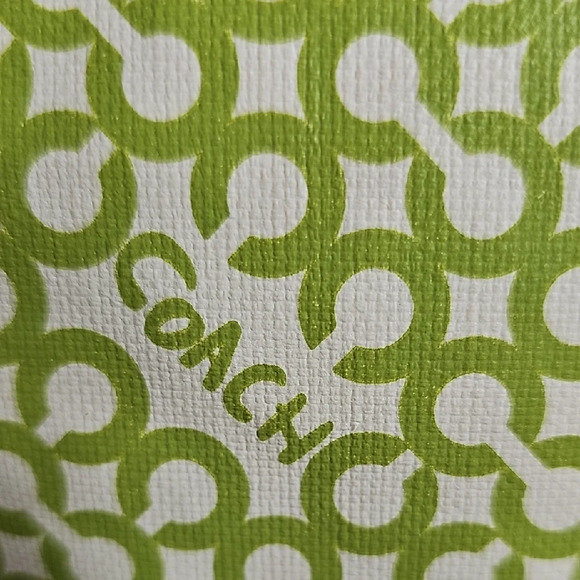 Coach 2008 Penelope Op Art North South Leather Canvas tote Green Yellow Interior - Picture 8 of 11